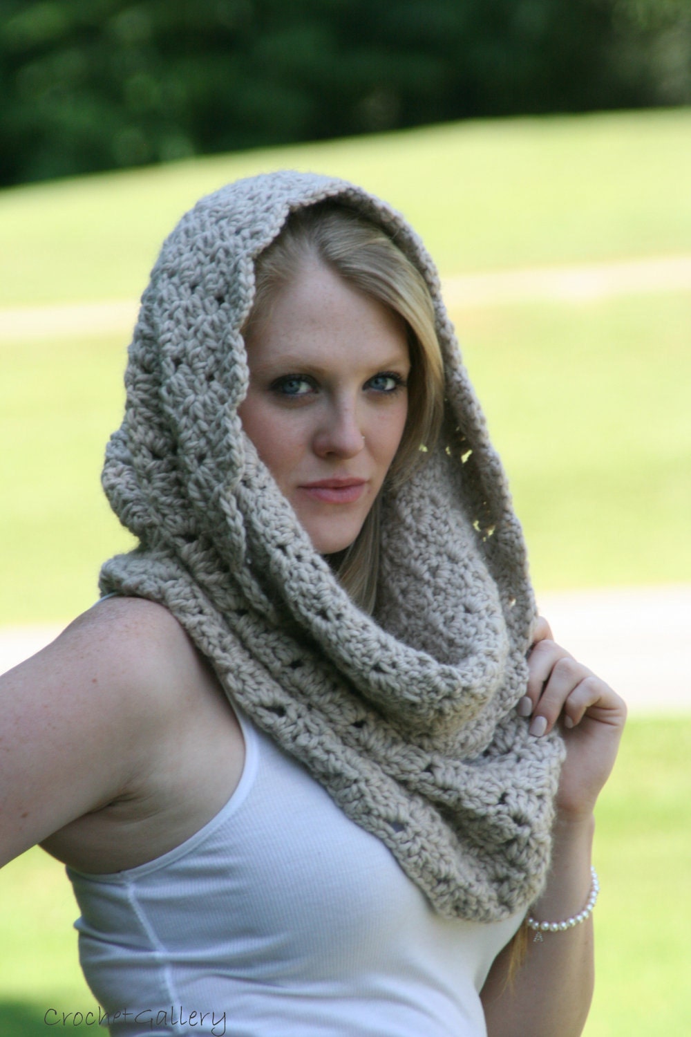 Alpaca Chunky Cowl Scarf Snood Scarf /The Playmouth/ in Beige