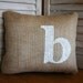 Initial Burlap Pillow FREE SHIPPING 12" x 10"  -- Initial Pillow-  Burlap Pillow-Decorative Pillow- Bridesmaid Gift-Pillow