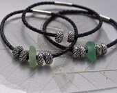 leather bracelet unique Maine sea glass
