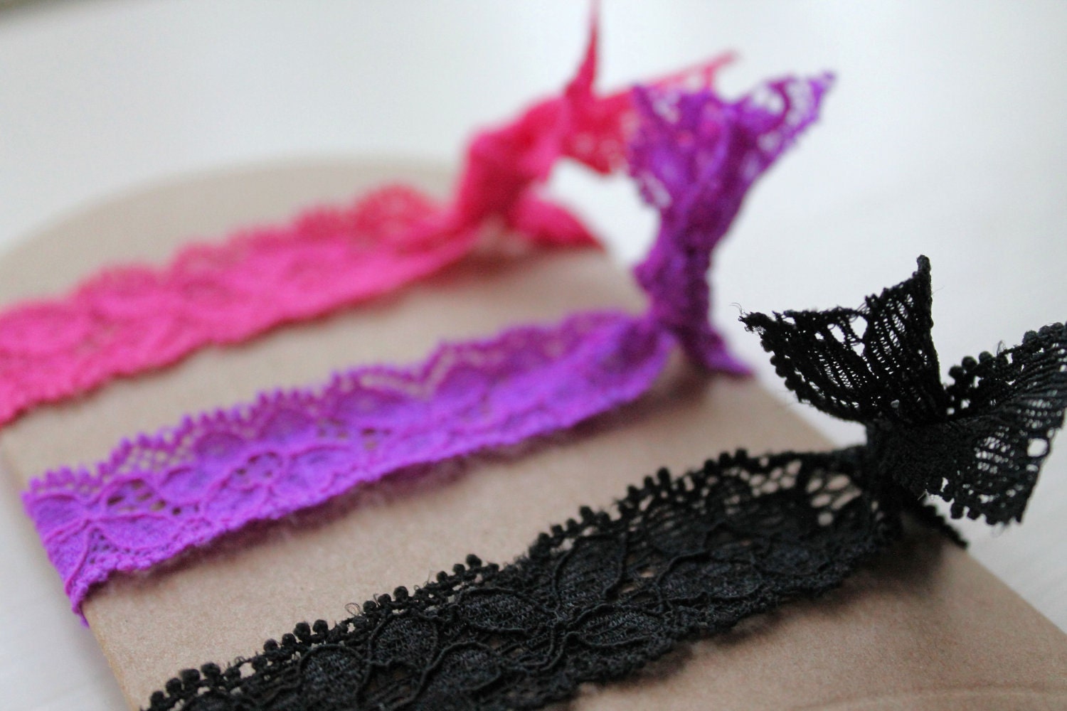 Lace Elastic Hair Ties - Bright Collection - knotted hair ties - ponytail holders