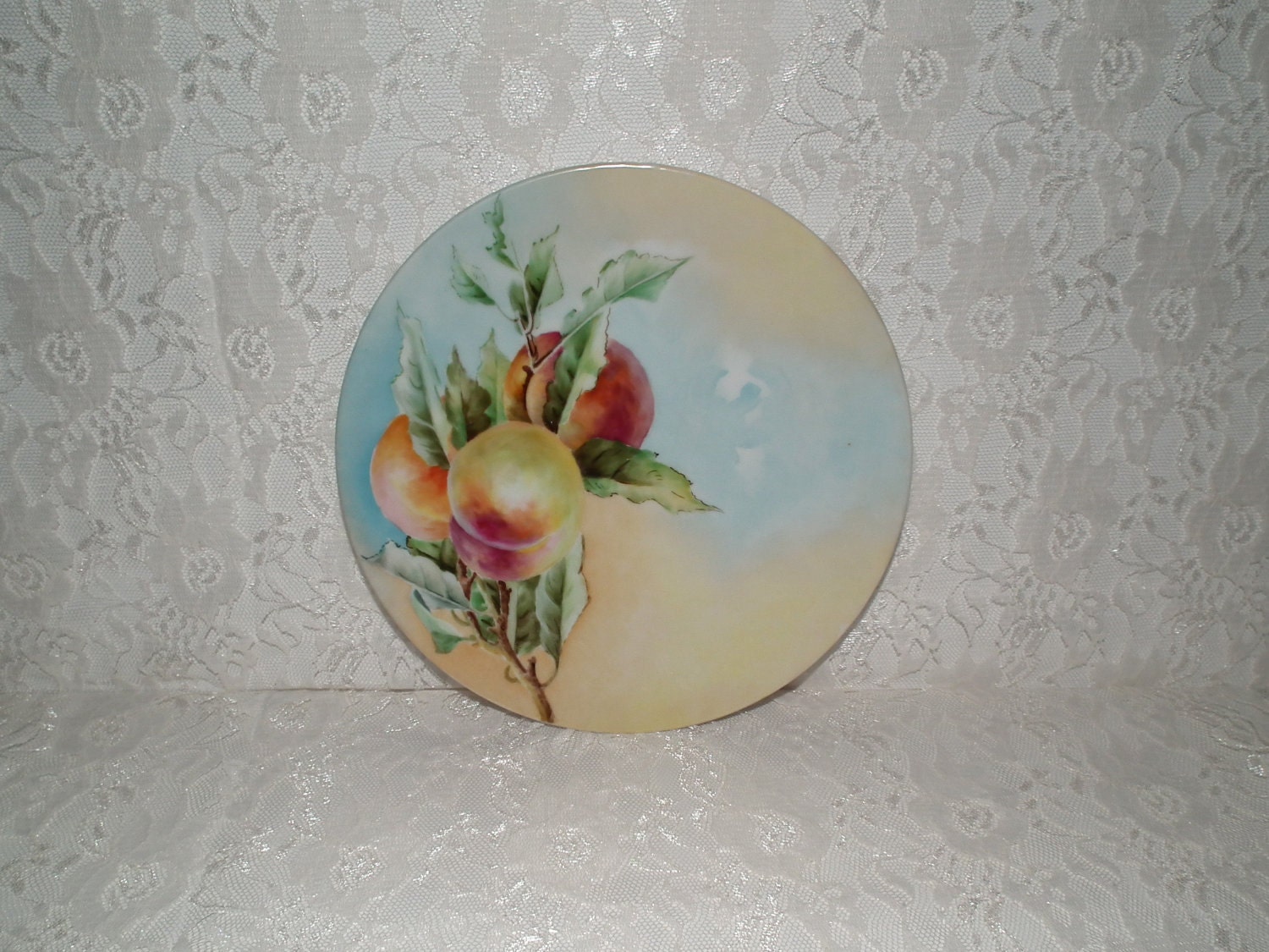 Handpainted plate with peaches J & C