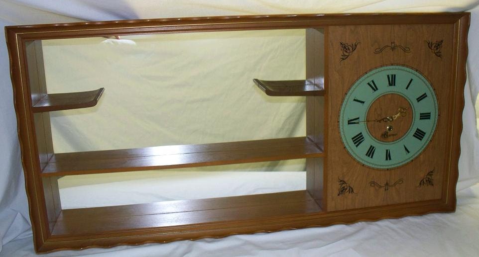 Items similar to Vintage Wood Shadow Box Mirrored Wall Clock Turner