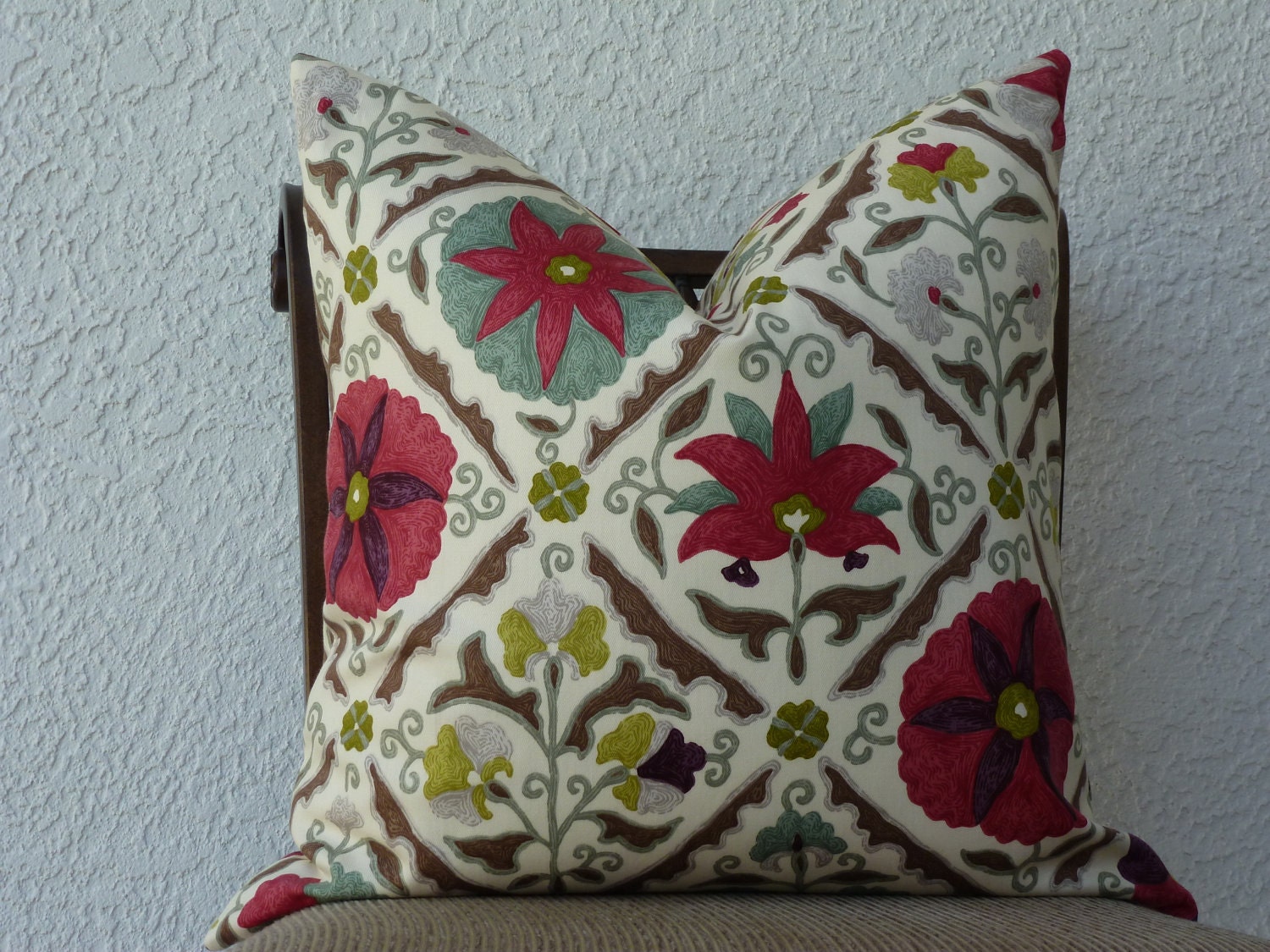 Throw Pillow Cover 20" X 20" - Home Decor Designer Fabric SAME Fabric Both Sides - Multi colored - Accent Pillow