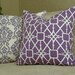 Decorative Pillow Cover 20" X 20" Accent Pillow - SAME Fabric Both Sides - Plum/Off White - Throw Pillow
