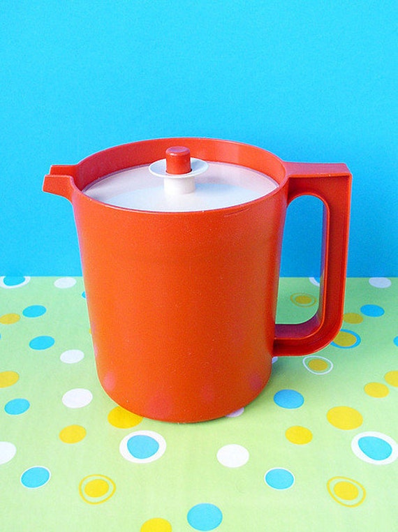 Vintage Tupperware Pitcher Orange Retro By Inwiththeincrowd