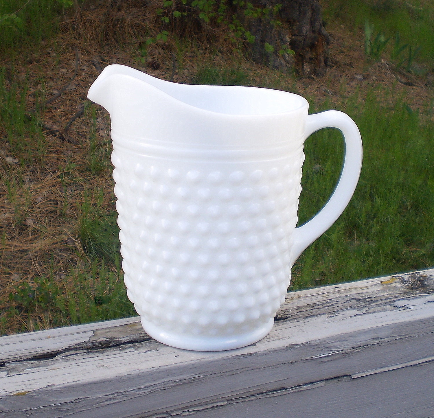 Hobnail Milk Glass Pitcher Vintage Anchor By Inwiththeincrowd 6518