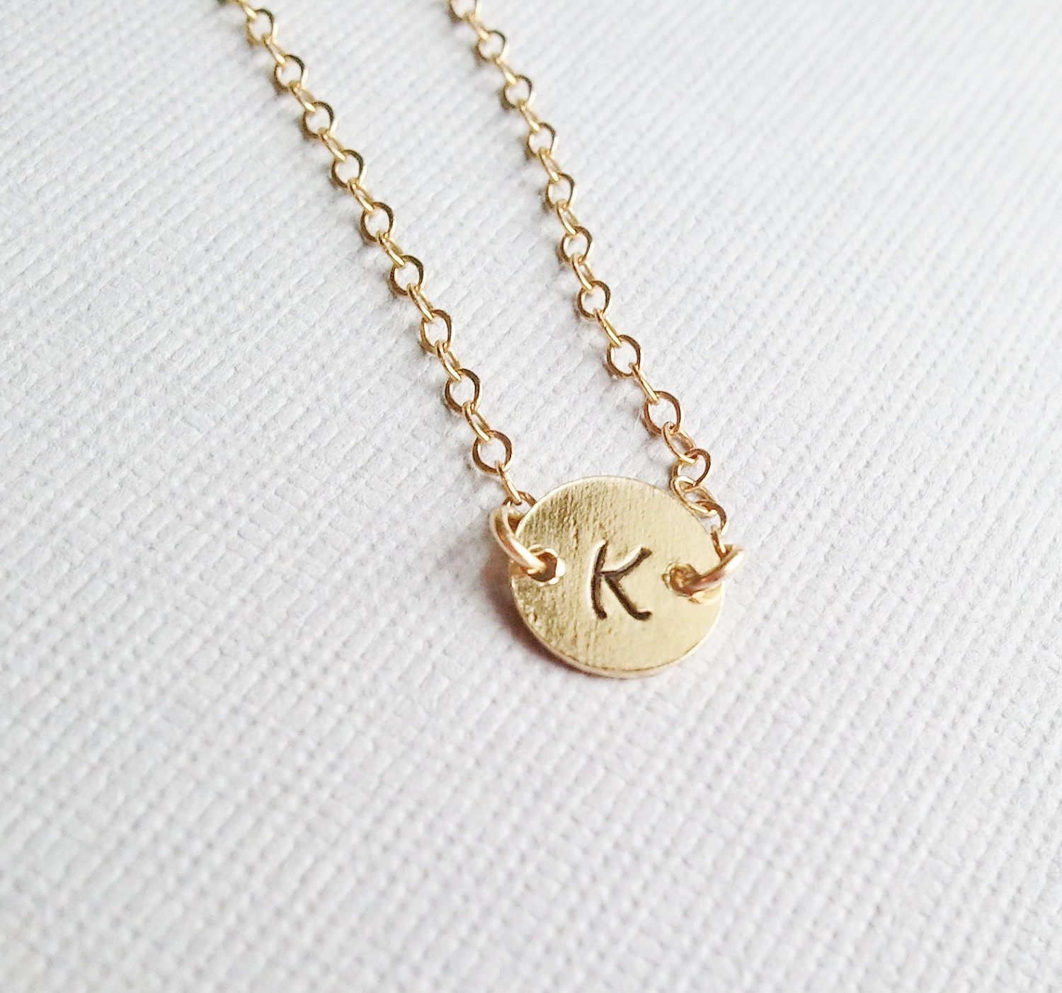 Sale Gold Initial Necklace- Hand Stamped Custom Initial-14k Gold Filled Chain