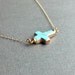 Double Connector Turqouise Sideways Cross Necklace- 14k Gold Filled Chain- 24k Gold Pendant- Gold Filled Necklace