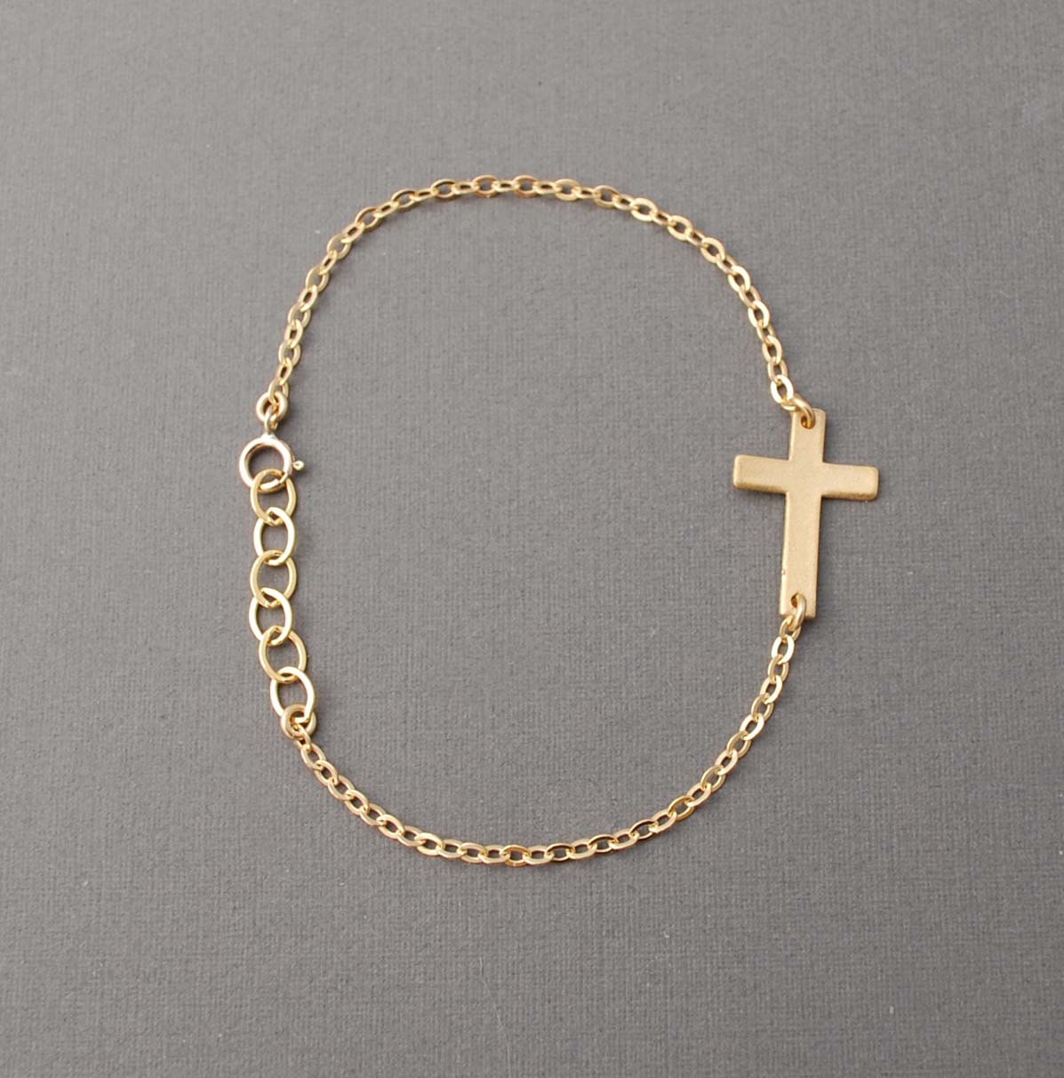 Gold Sideways Cross Bracelet Horizontal