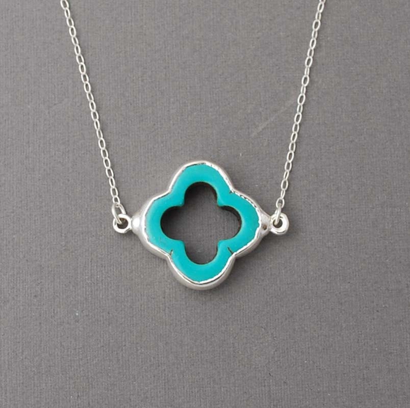 Turquoise Four Leaf Clover Gold Necklace