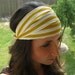 Mustard Yellow Striped Satin Headwrap headband - turban hair wrap head covering head scarf head wrap (item no. HW2-37)