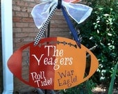 Alabama/Auburn House Divided Metal Football Wall Hanging--Personalized