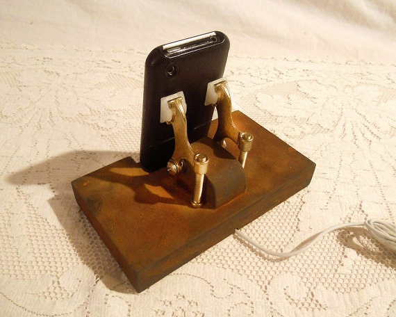 Super Sale Today - iPhone Dock - iPod Dock -Charger and Sync Station - Rusty Finish - Brass style V1 - iPhone Docking Station iPhone4 Dock