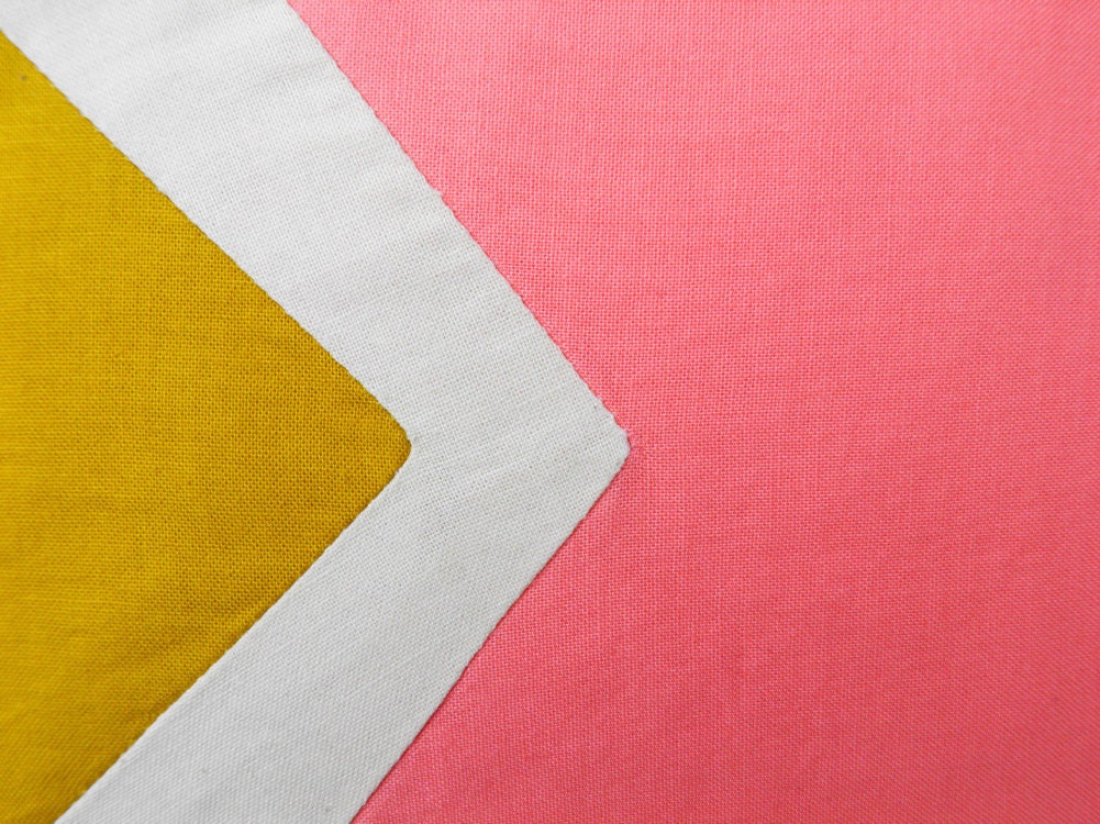 RESERVED Neon Small zipper pouch 4,7"X6" geometry color block in mustard and coral