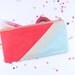 zipper pouch 4"X8"  geometry  pencil case in hot coral and iced blue