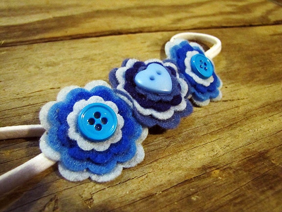 Elastic Headband Infant Toddler Little Girls Blue and White