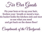 Wedding Printable Bathroom Basket Poem/Sign
