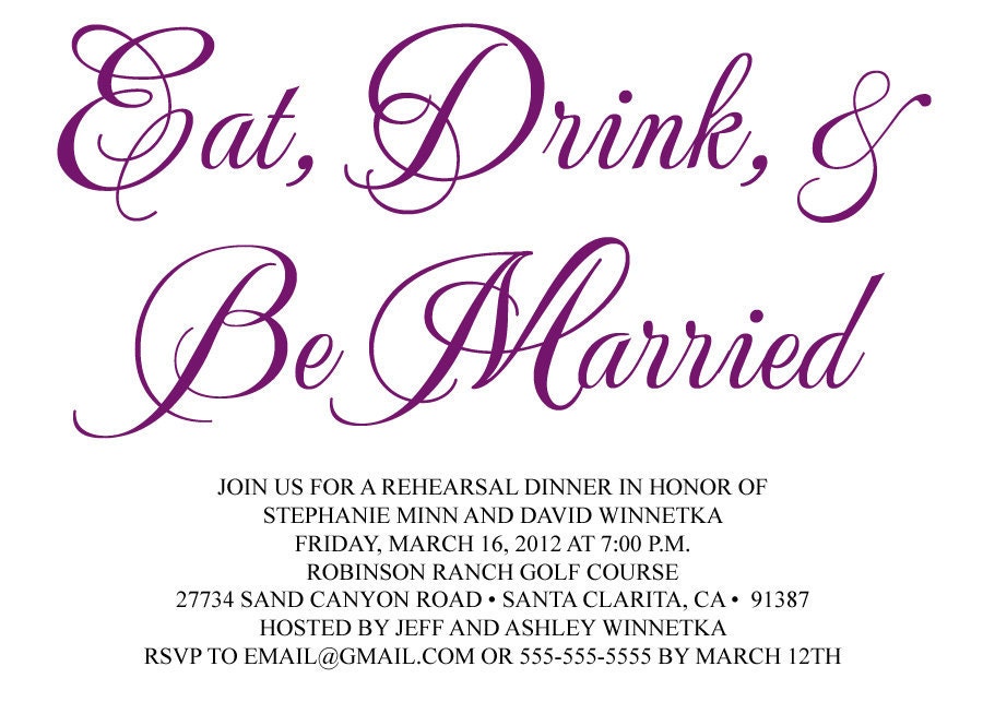 Custom Printable Wedding Rehearsal Dinner Invitation