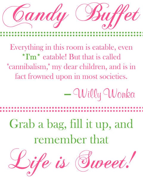 Custom Printable Wedding Candy Buffet Sign