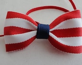 Baby Headband -  Red, White, & Blue Tuxedo Stripe Bow Headband - Patriotic Bow Headband - 4th of July