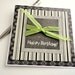 HAPPY BIRTHDAY Greeting Card Masculine, For Him, Guys, Black Stripes, Chartreuse Lime Green, Gray, Square, Blank Inside