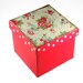 Polka dots - roses - red - white - decoupaged - shabby - crackle - romantic - wooden - small - cake stand - cupcake pedestal