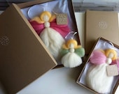 Nursery Decor - Guardian Angel Decoration - Merino Wool -  Rose Pink - Luxury Gift Box - Gift for Girl - MerinoAngel