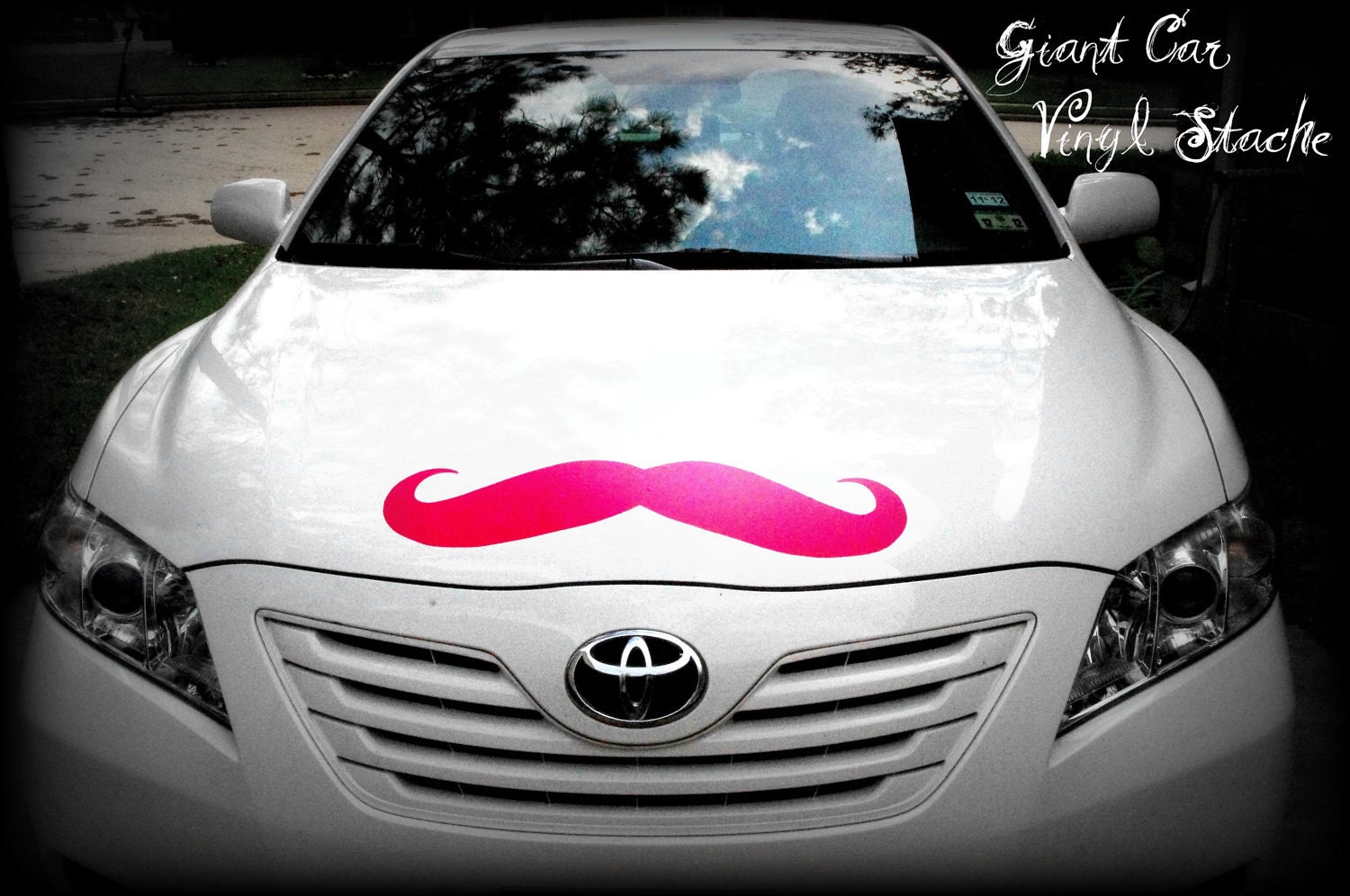 Giant Mustache Vinyl Decal - The Handlebar - HOT PINK