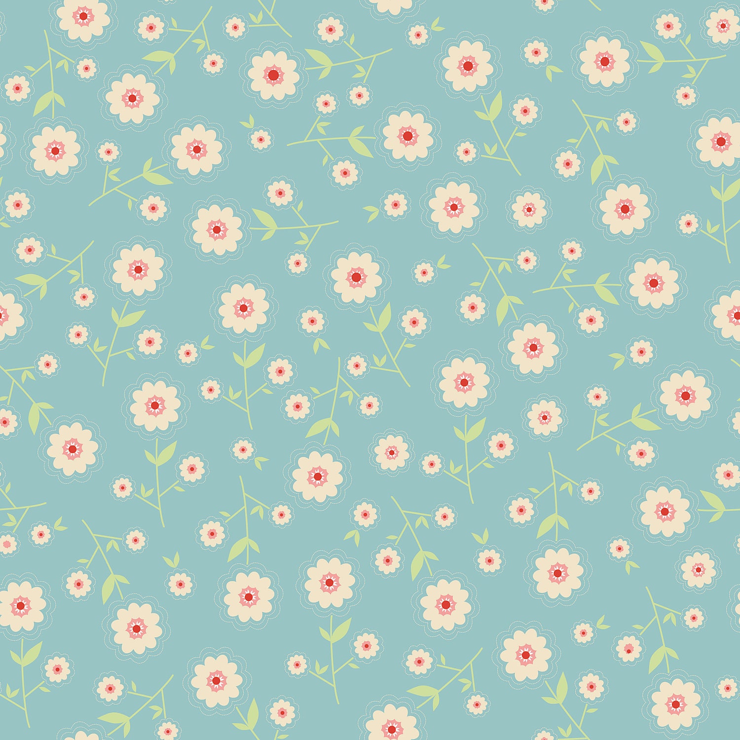 Cotton Fabric Blue /Riley Blake - Blue Delighted Floral