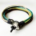 Black Leather with Colorful Wax Ropes and Antique Silver Bead Bracelet