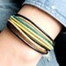 Black Leather with Colorful Wax Ropes and Antique Silver Bead Bracelet