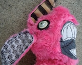 Attack of the Pink Bunny Monster Art Handmade Doll