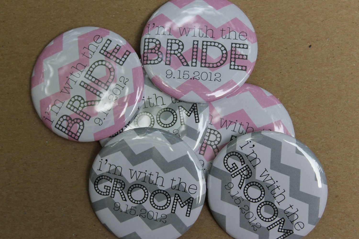 50 qty. Customizable Bride/Groom Favor Buttons