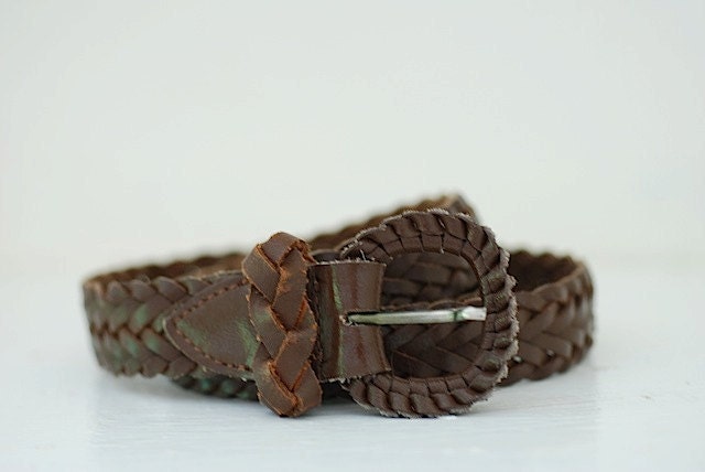 Vintage Leather Belt, Distressed Brown Leather Belt, Women's Leather Belt, Braided Leather Belt, Vintage Belt, Distressed Leather Accessory