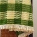 VIntage Handmade Afghan, Knitted 1970's Retro Blanket, VIntage Bedding, Home Decor For Shabby Chic Country Cottage, Gift for MOM