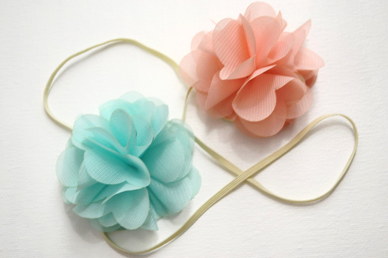 SET OF TWO- Baby flower headband- Baby girl flower headbands- Adult flower headband