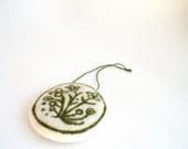 Needle felted olive green spring ornament for the home decor  - ready to ship - spring decorations - felt decorations - pin cushion - AgnesFelt