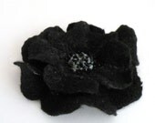 Felted flower brooch pin for women - black flower - made to order