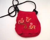 Felted bag Red Flower for girl or women - autumn fall fashion - made to order