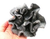 Felted flower brooch pin - grey white flower - felt flower - ready to ship - floral jewelry - women fashion - spring fashion