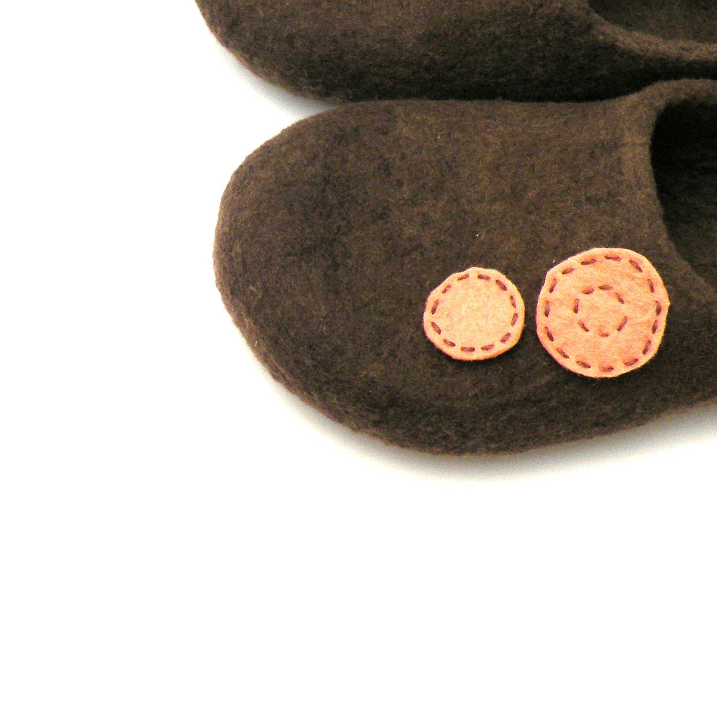 Felted wool slippers Brown and peach -  made to order - autumn fall winter fashion - wool clogs - cozy home shoes - Wedding gift