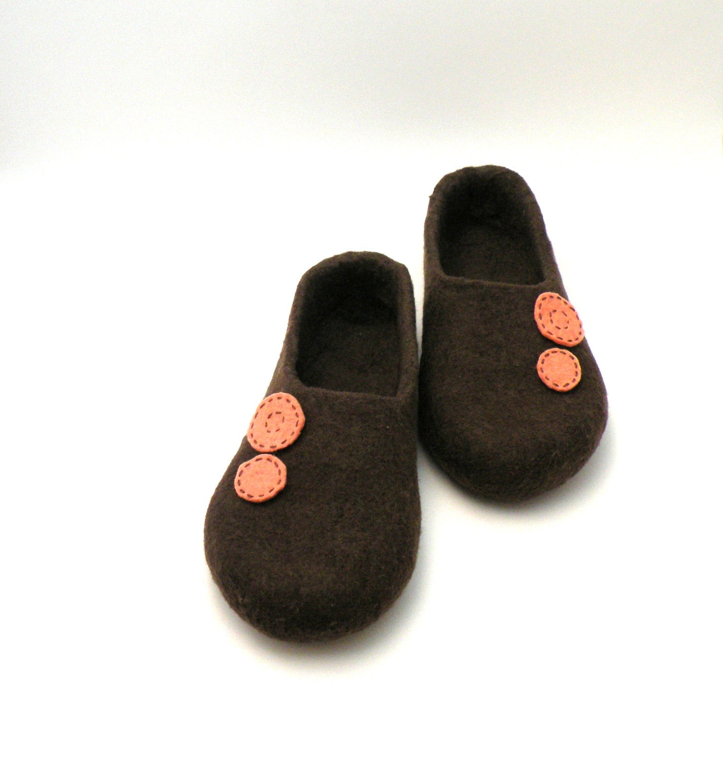 Felted wool slippers Brown and peach -  made to order - autumn fall winter fashion - wool clogs - cozy home shoes - AgnesFelt