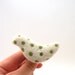 Felt brooch White bird with green polka dots - needle felted brooch - spotted - miniature jewelry - woodland  - for kids