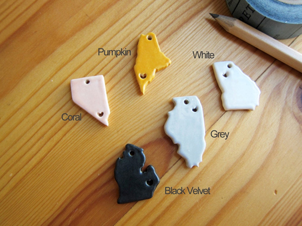 Custom Prideful New Hampshire Ceramic State Necklace