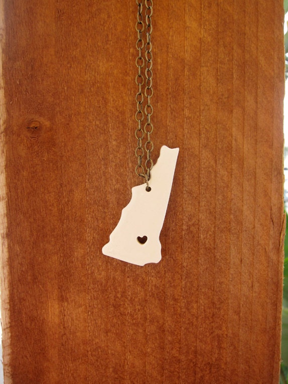 Custom Prideful New Hampshire Ceramic State Necklace