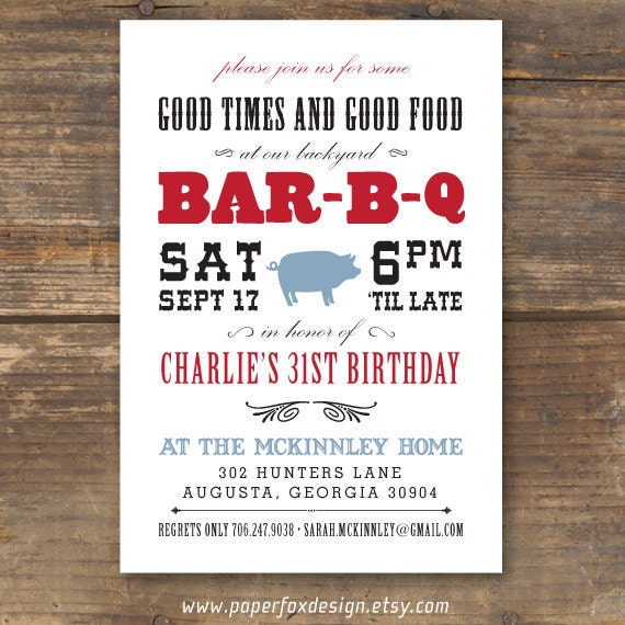 BBQ Invitation - DIY Printable - Modern Western