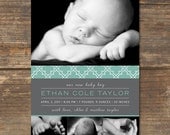 Baby Announcement - Photo Card - DIY Printable - Sweet Boy