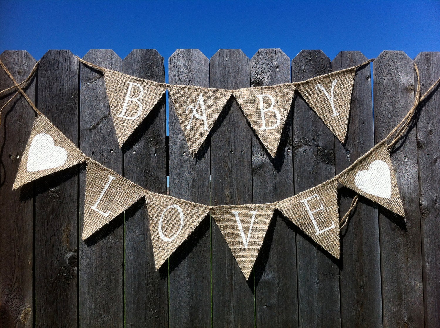 White Baby Love Burlap Banner / Bunting