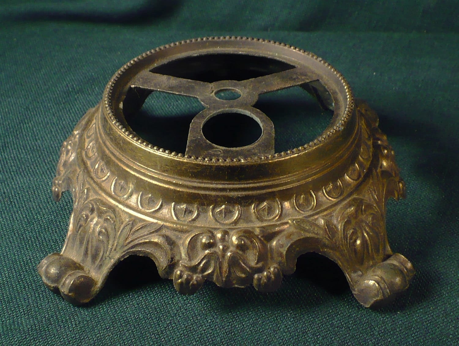 Vintage Footed Brass Hurricane Lamp Base HEDCO by RescuedObjects