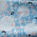 Fat Quarter of Kawaii Japanese Cotton Linen Printed Fabric - Black Cat Blue Combo